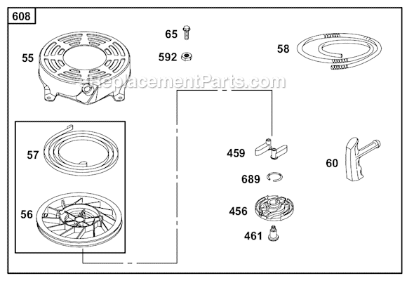 Page H Diagram and Parts List for 12C700SERIES  Briggs and Stratton Engine